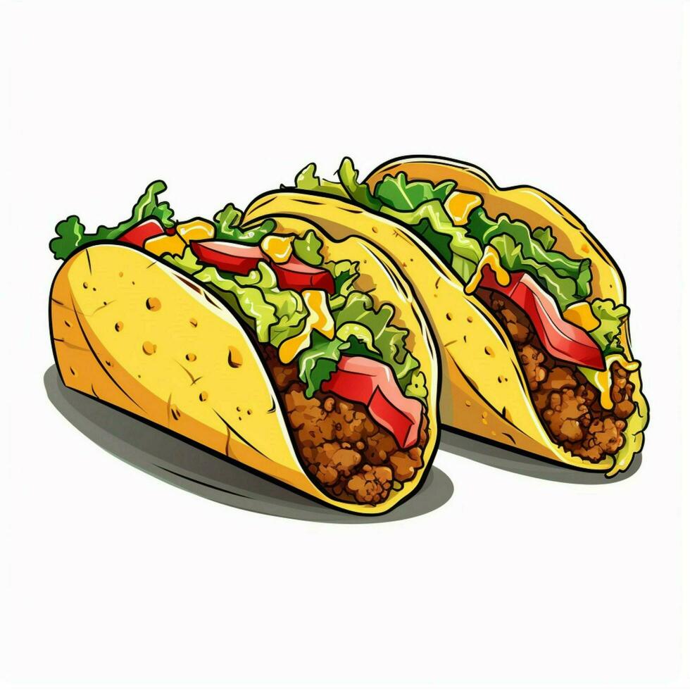 tacos 2d vettore illustrazione cartone animato nel bianca sfondo h foto