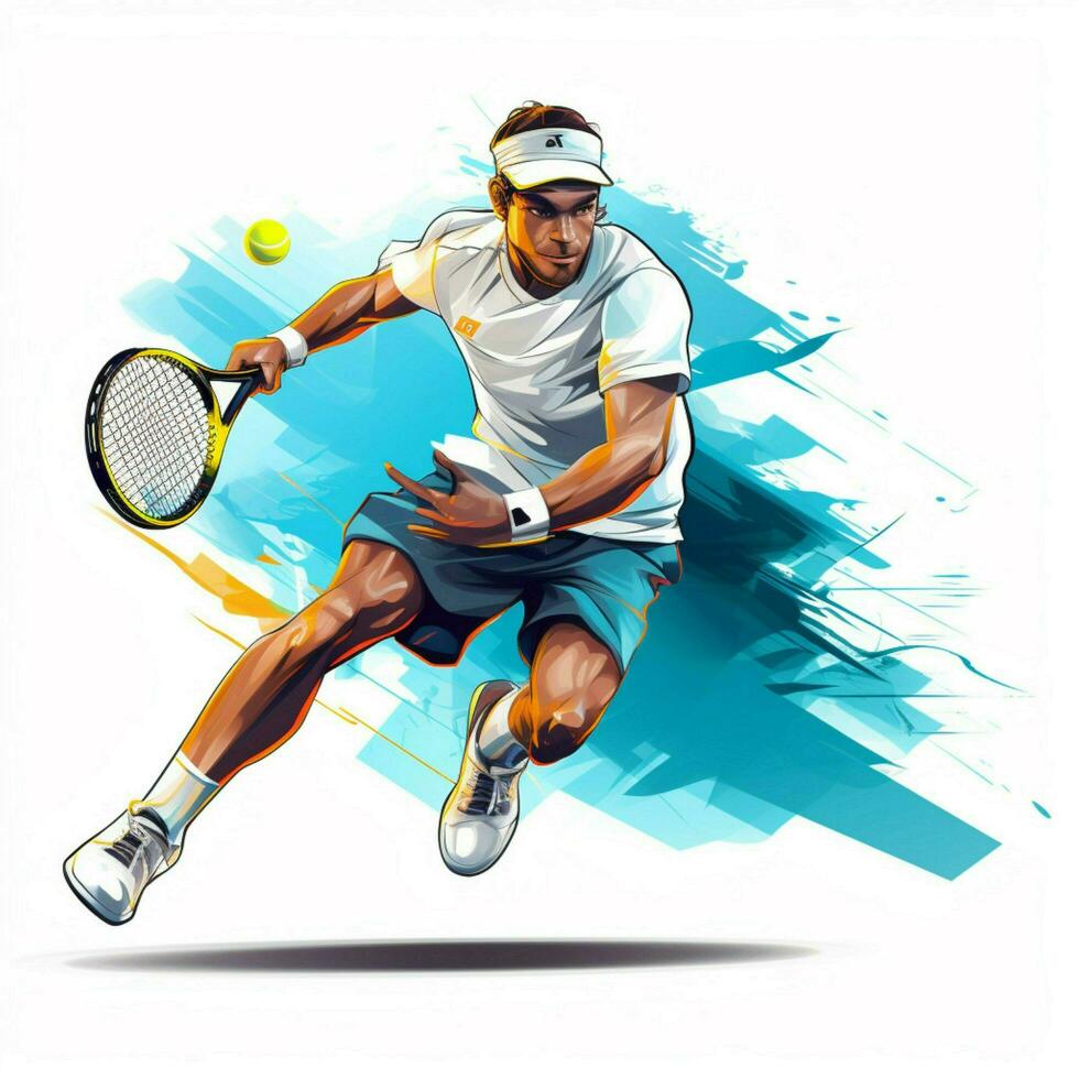 tennis 2d cartone animato vettore illustrazione su bianca sfondo foto