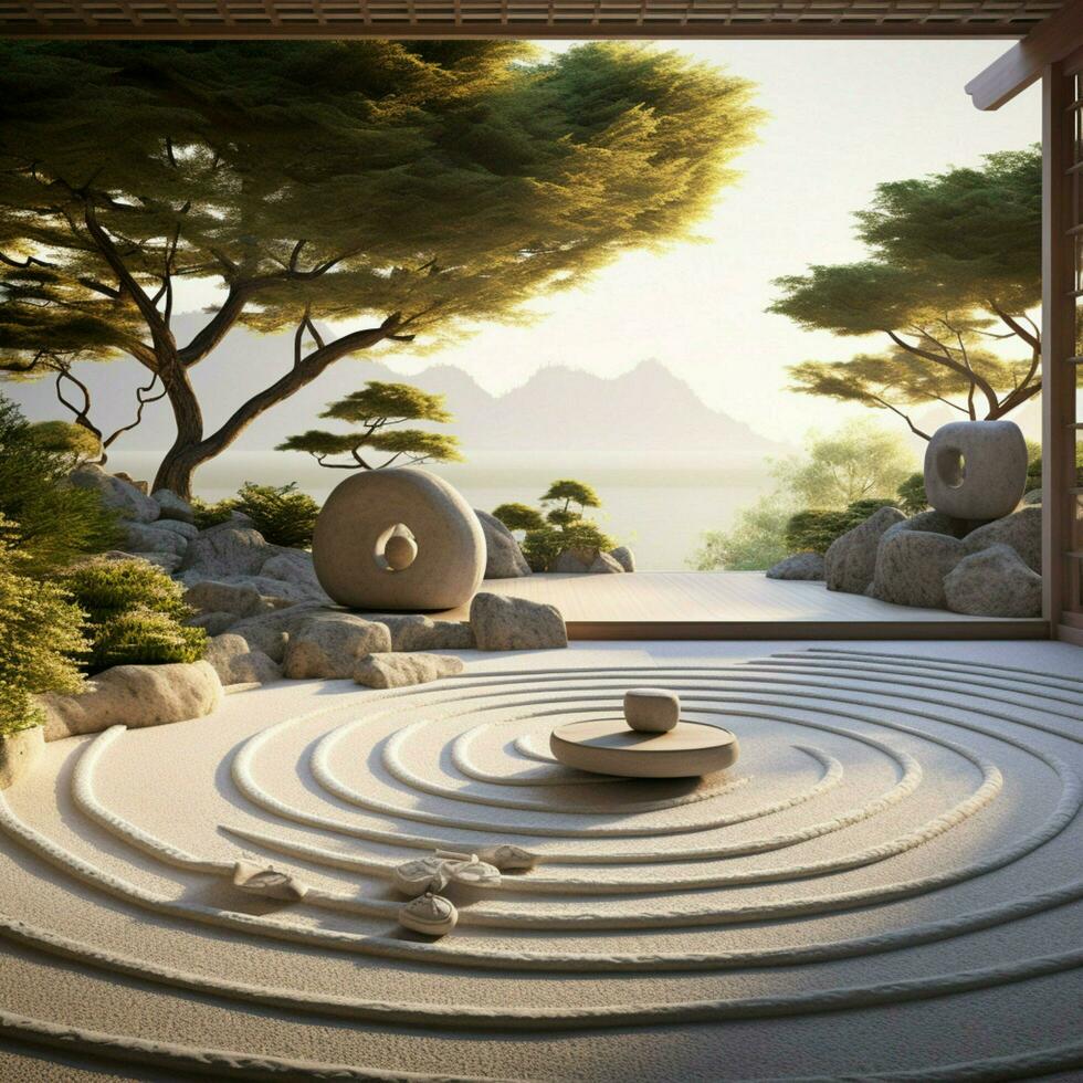 il conforto trovato nel un' sereno zen giardino invitante tranquilli foto