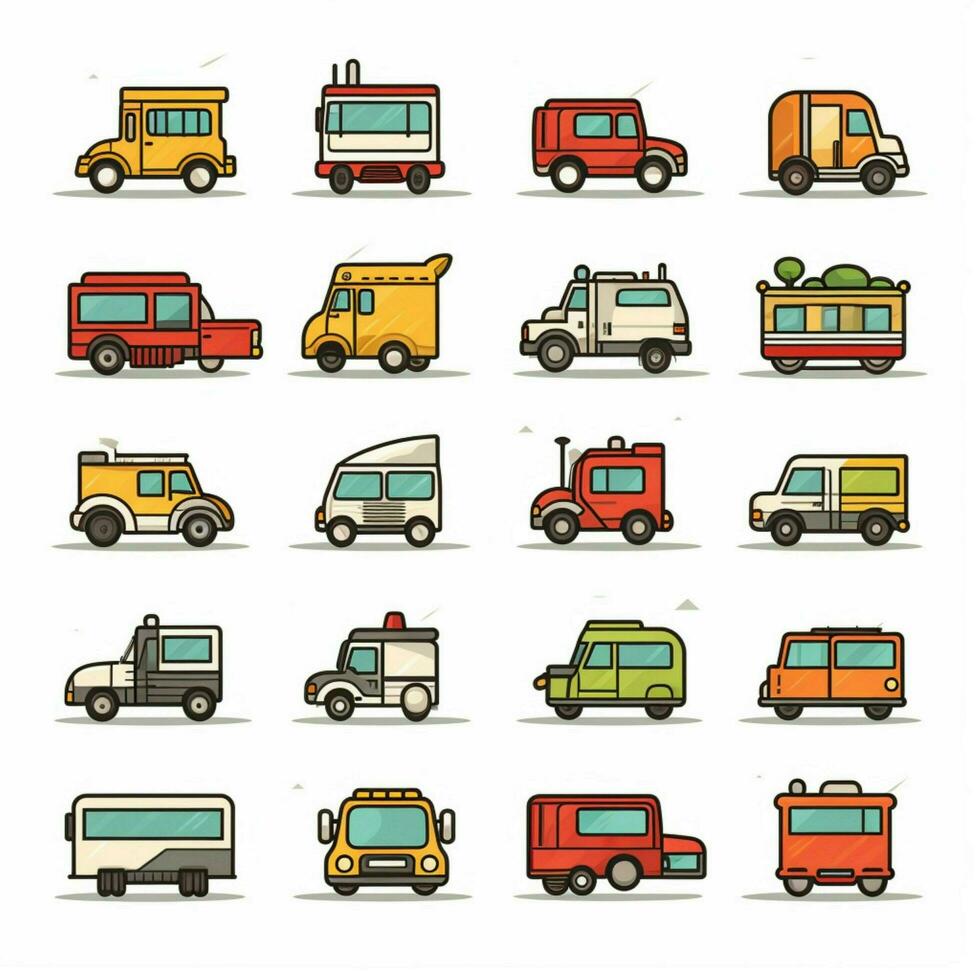 trasporto emoji 2d cartone animato vettore illustrazione su bianca B foto