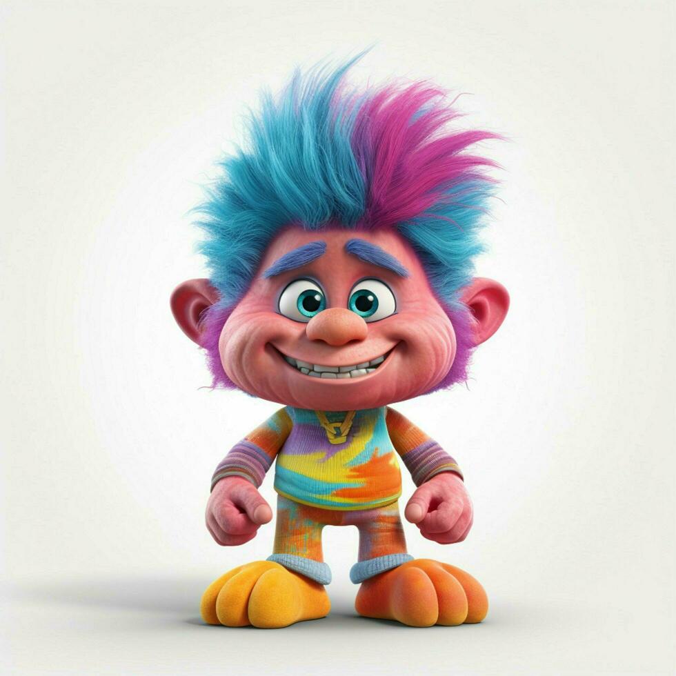 troll Bambola 2d cartone animato illustraton su bianca sfondo alto foto