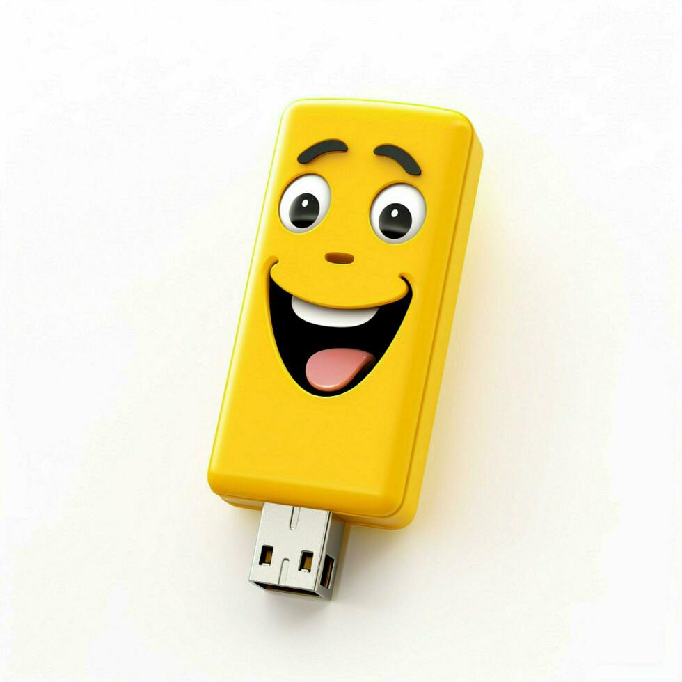 USB guidare 2d cartone animato illustraton su bianca sfondo alto foto