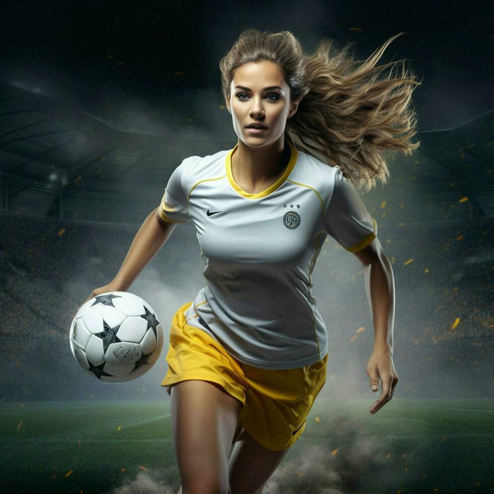 femmina calcio alto qualità 4k hdr foto