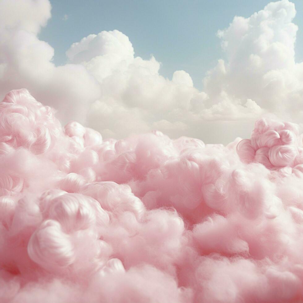 un' cotone caramella rosa sfondo con soffice nuvole foto