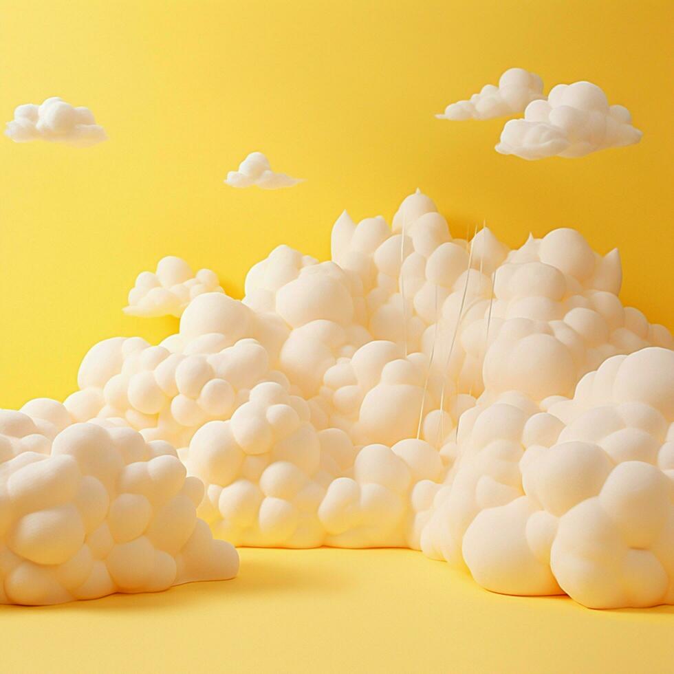 un' cotone caramella giallo sfondo con soffice nuvole foto