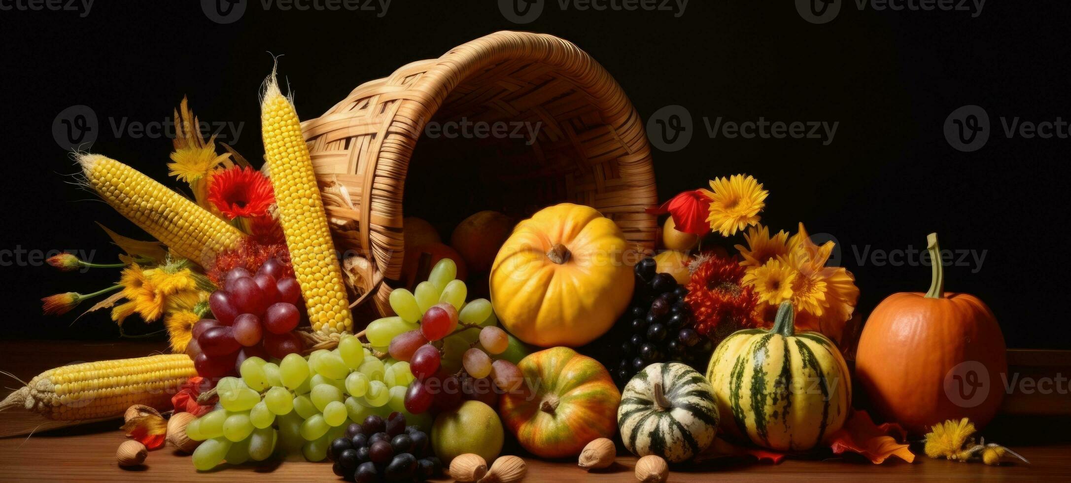 cornucopia, ringraziamento raccogliere Halloween autunno autunno, ai generativo foto