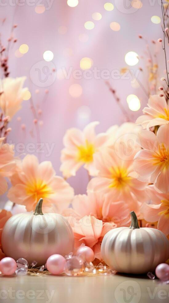 Halloween rosa scintillare zucca fiori, ai generativo foto