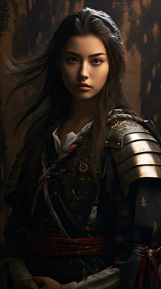 bellissimo samurai donna. generativo ai foto