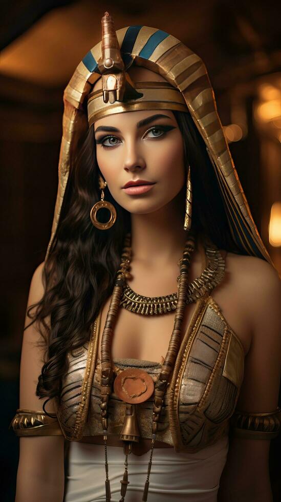 bellissimo donna piace Regina di Egitto cleopatra. generativo ai foto