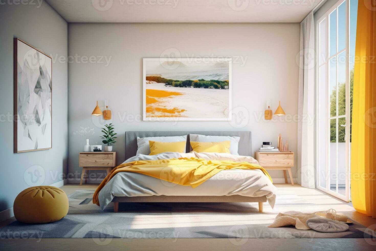 ai generativo foto di un' elegante e moderno Camera da letto