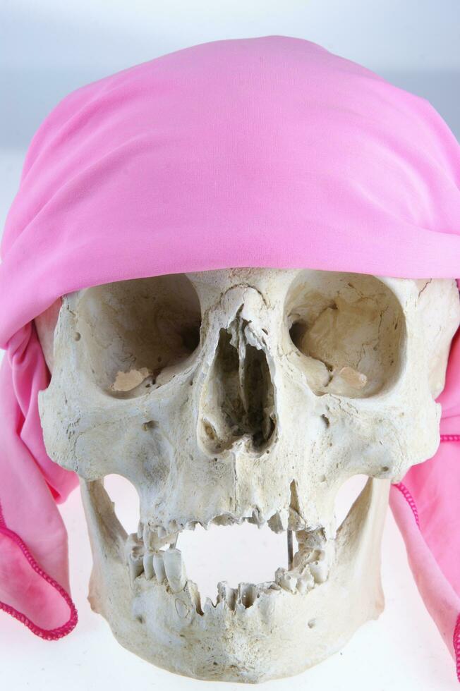 un' cranio con un' rosa bandana su esso foto
