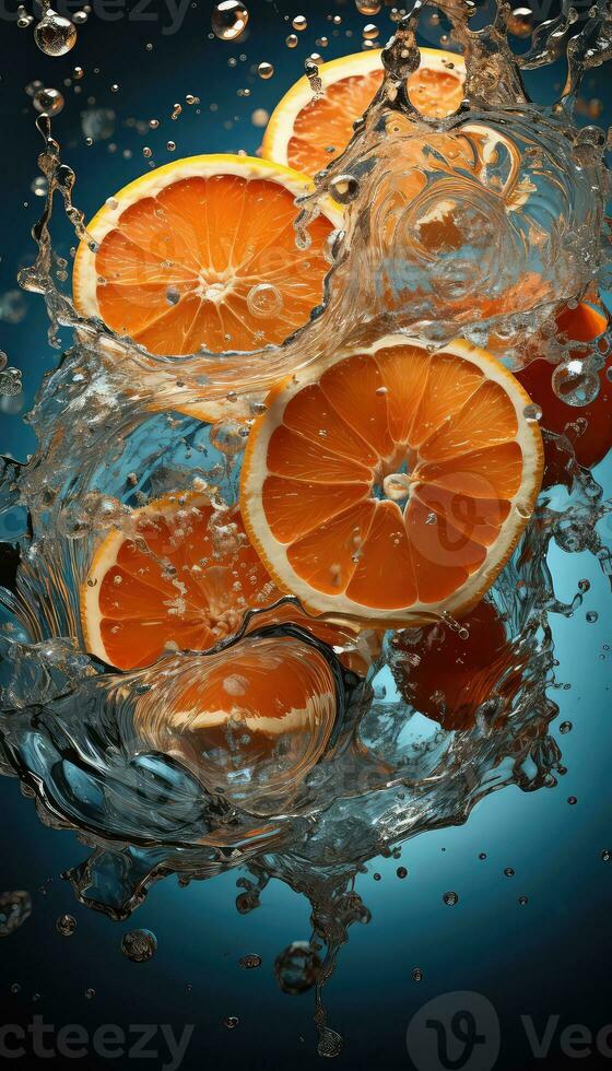 arancia fetta nel acqua ai generato foto