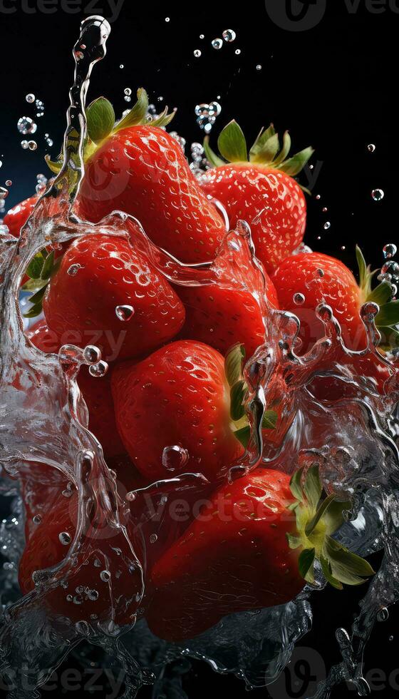 fragola fetta nel acqua ai generato foto