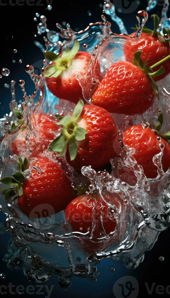 fragola fetta nel acqua ai generato foto