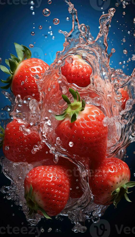 fragola fetta nel acqua ai generato foto