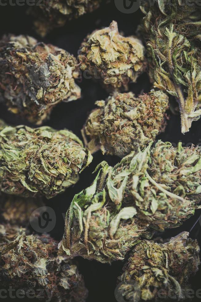 dettaglio di un fiore di boccioli di marijuana foto