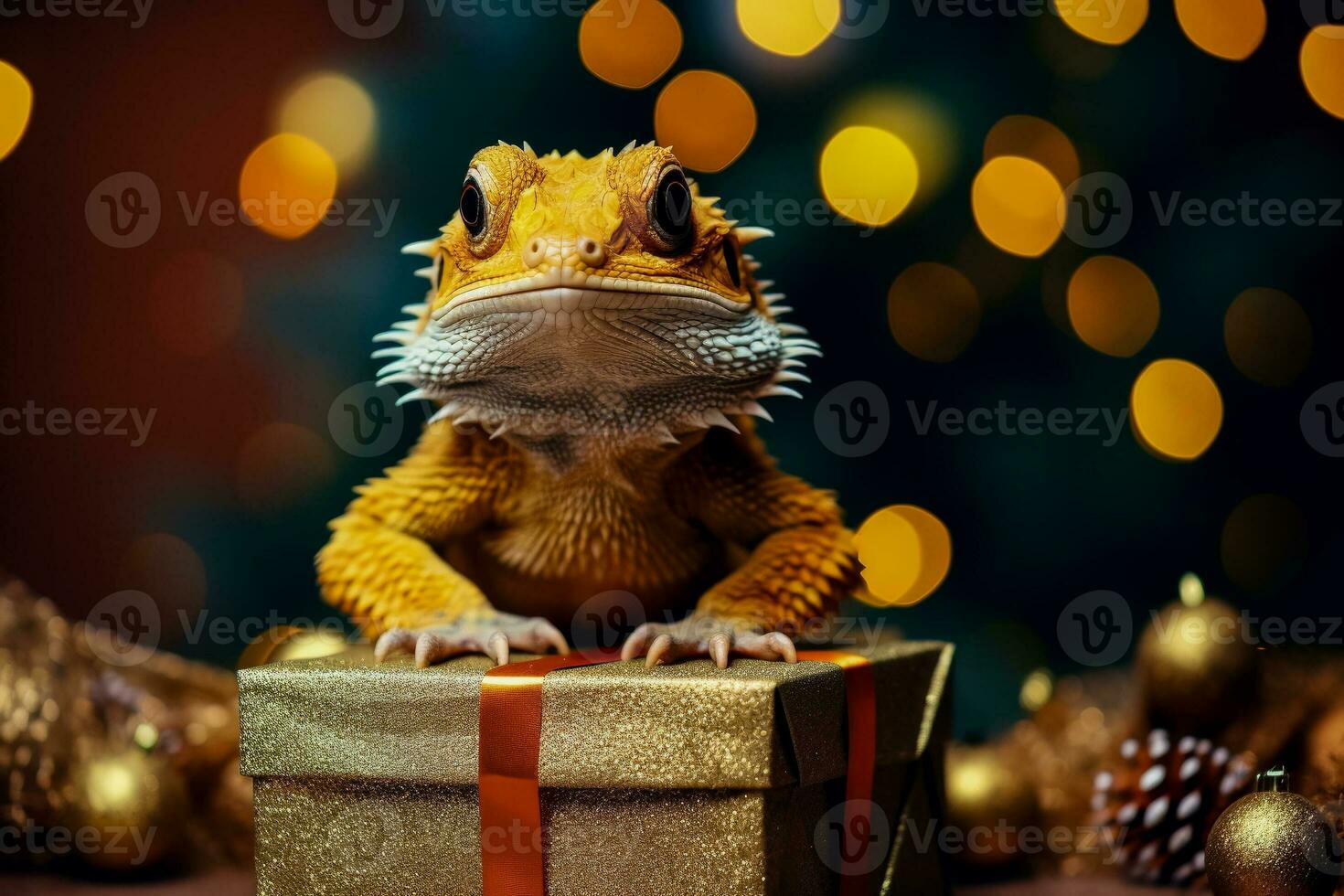 esotico animale domestico Natale i regali nel minimalista stile sfondo con vuoto spazio per testo foto