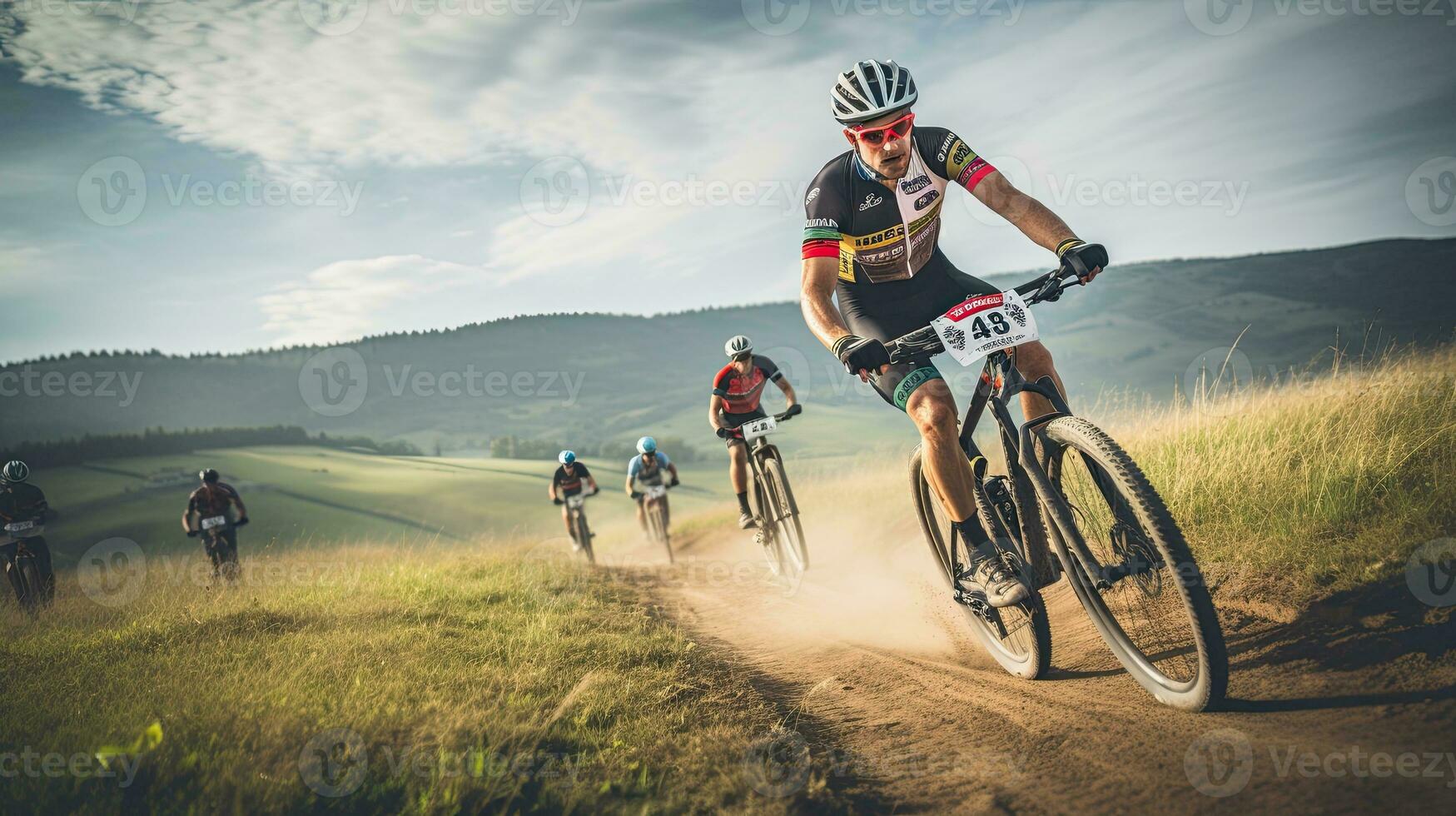 ritratto professionale ciclista gara ai generativo foto