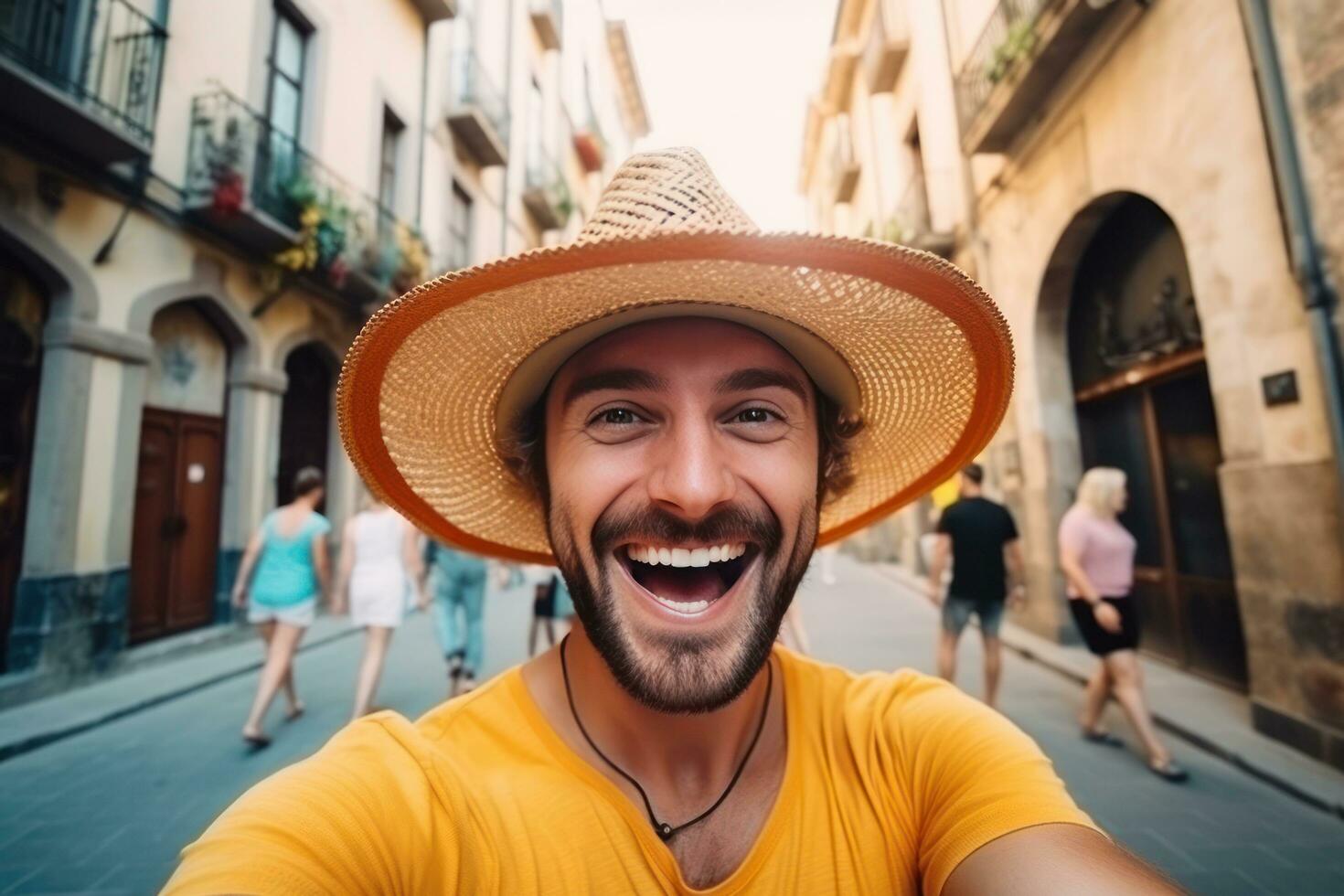 turista uomo indossare il cappello foto