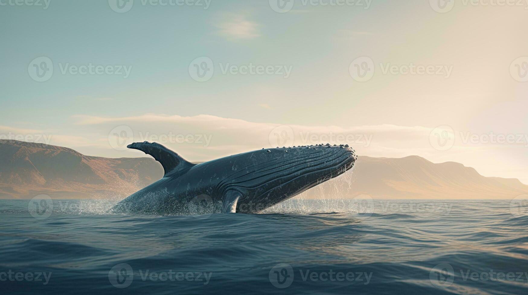 ritratto di un' balena apparendo sopra il mare ai generativo foto