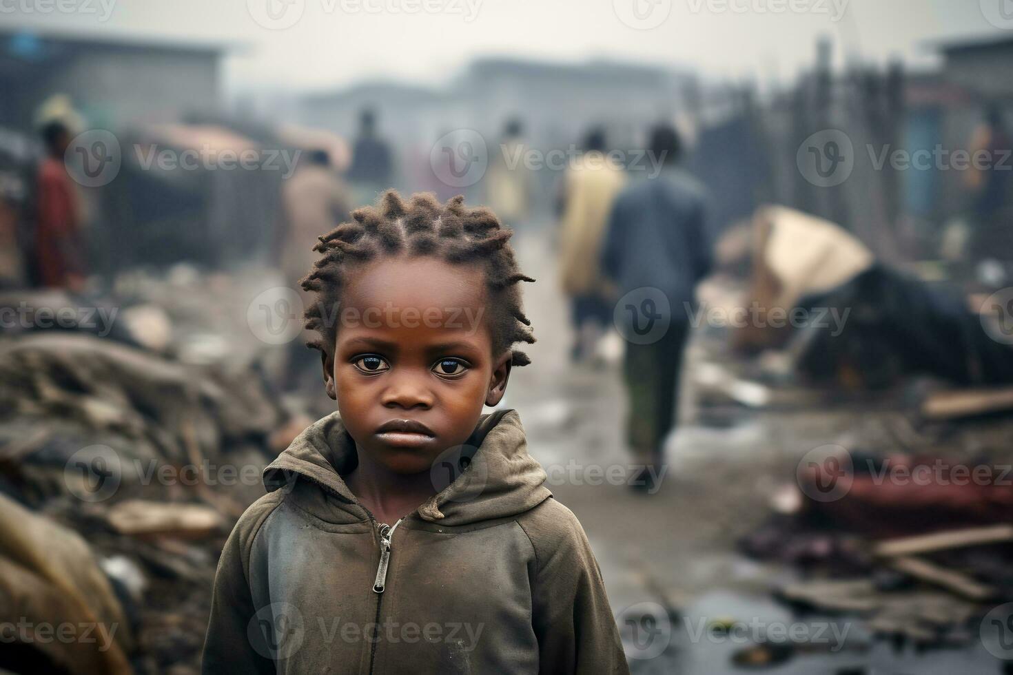 ai generativo immagini di un' bambino raffigurante sociale disuguaglianza nel società foto