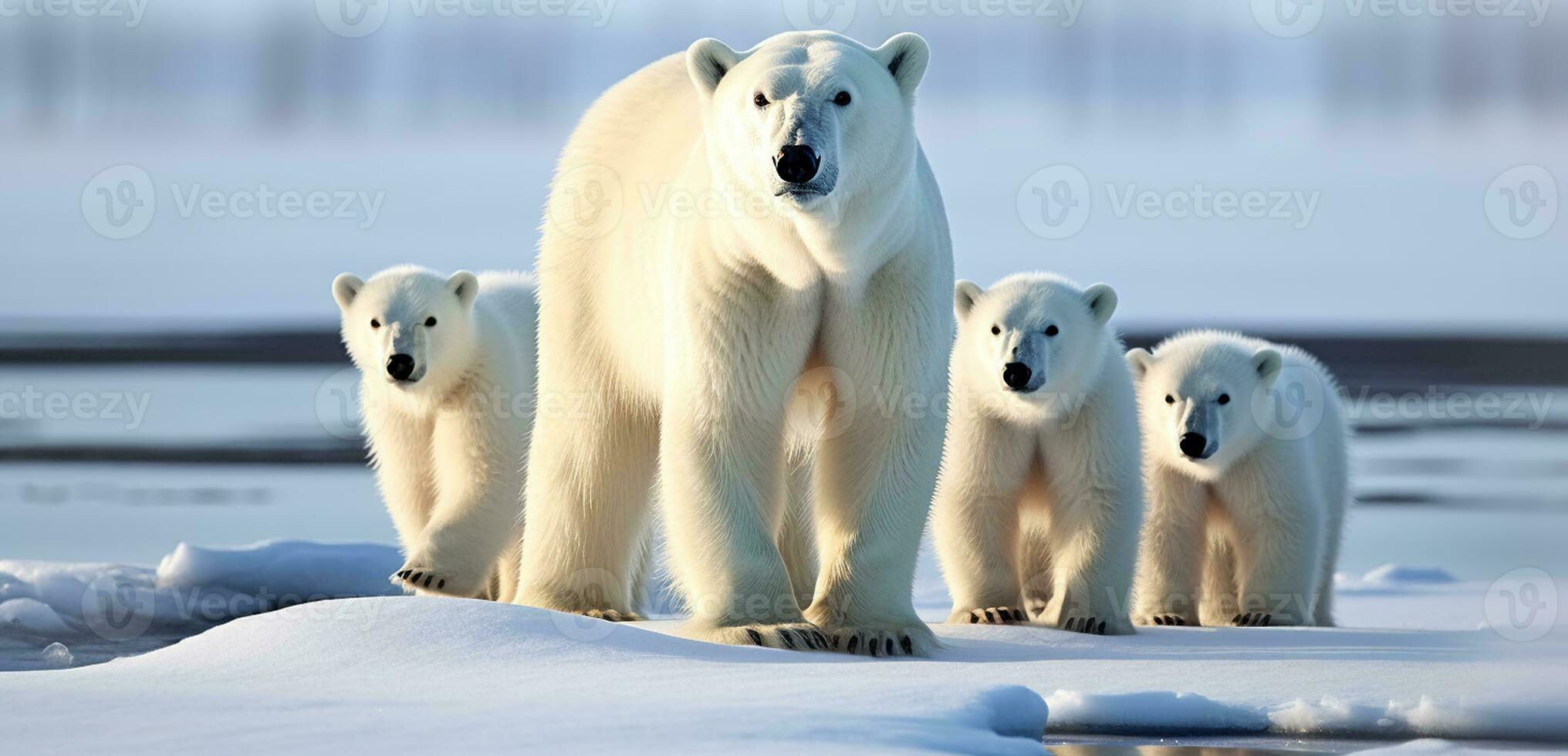 tenero artico momenti. polare orso e cuccioli nel mozzafiato bellezza foto