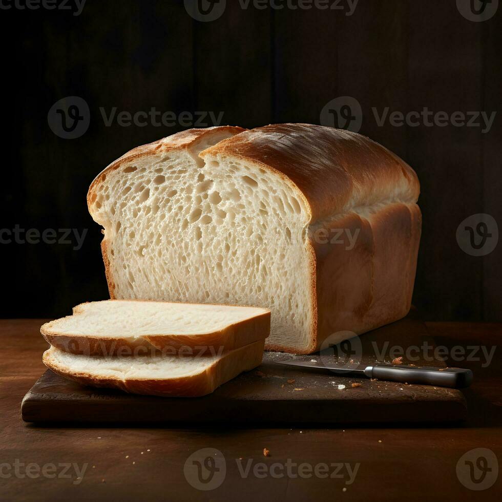 un' pagnotta di fresco pane con affettato pezzi. alto risoluzione. ai generativo foto