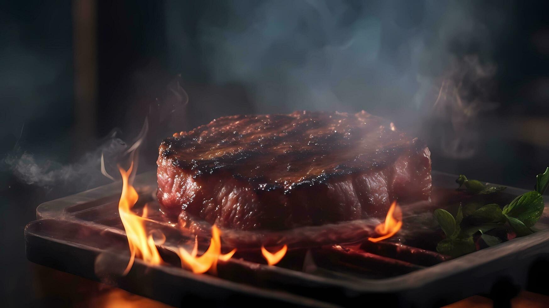 ai generativo, carne bistecca griglia su fuoco Immagine, foto