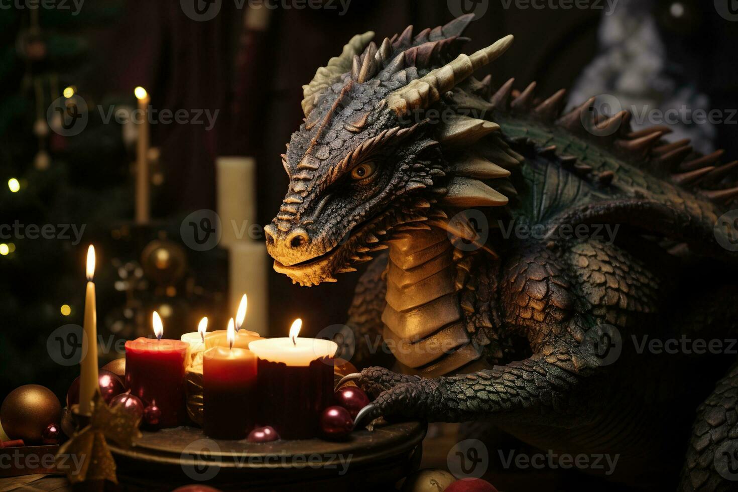 il Drago luci un' Natale candela. fantasia stile Drago. nuovo anno 2024 foto