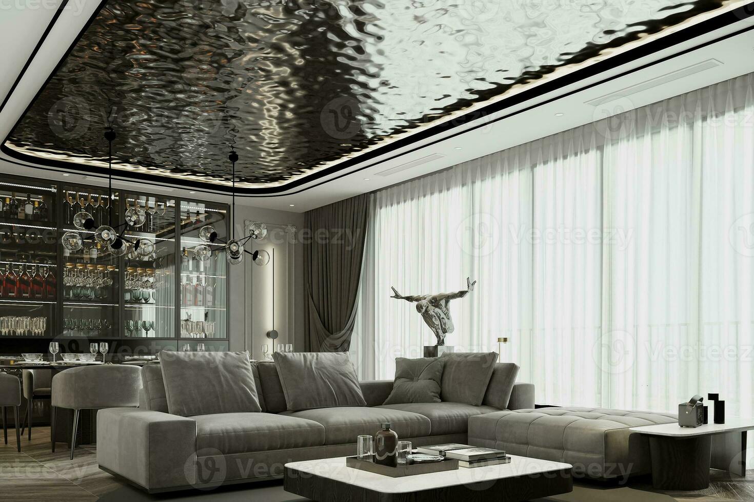 leggero grigio divano nel vivente camera interno design elementi per un' tradizionale prospettiva 3d interpretazione foto