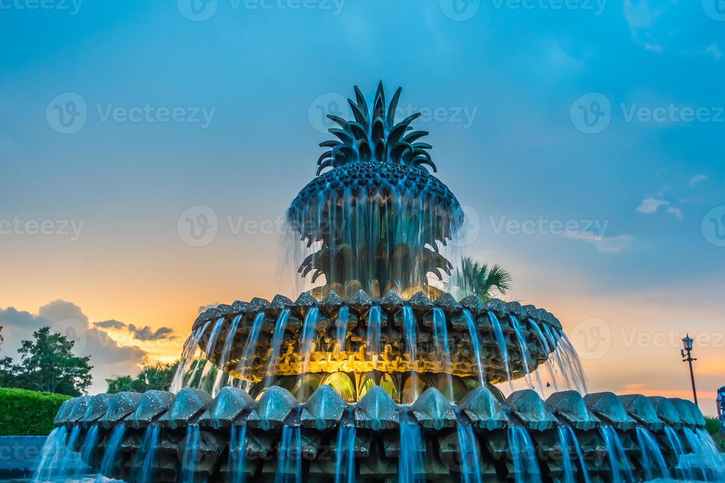 la fontana dell'ananas, al parco sul lungomare di charleston foto