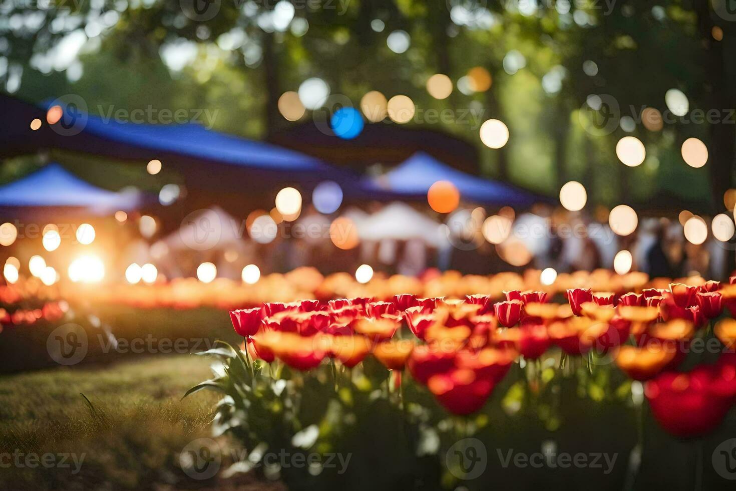 tulipani nel il sole a un' Festival. ai-generato foto