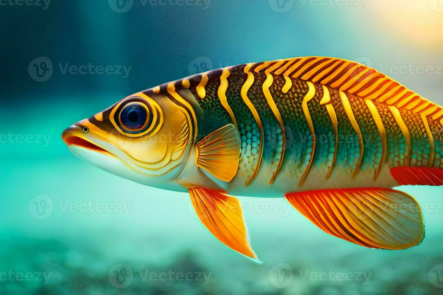 un' pesce con un' giallo e arancia banda. ai-generato foto