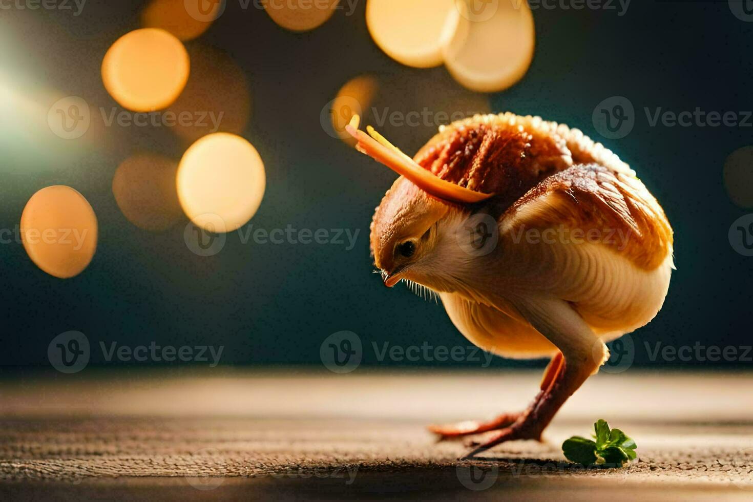 un' piccolo uccello con un' lungo coda in piedi su un' tavolo. ai-generato foto