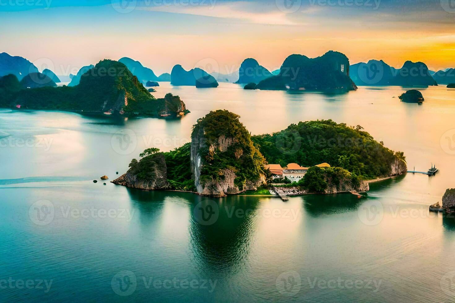 il bellissimo scenario di halong baia. ai-generato foto