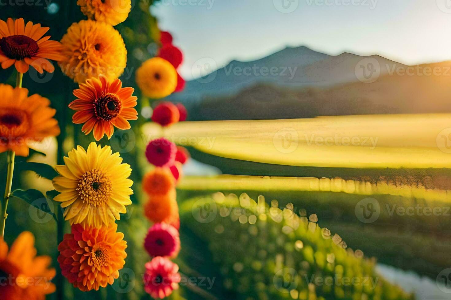 colorato fiori nel il sole. ai-generato foto