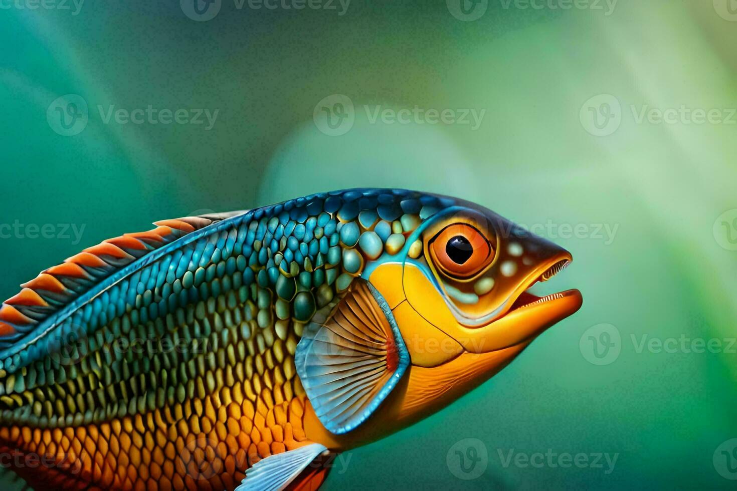 un' pesce con luminosa colori è mostrato. ai-generato foto