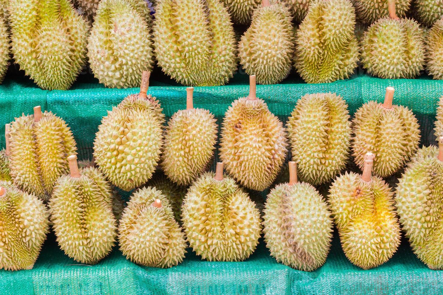 durian, re della frutta, per la vendita in thailandia foto