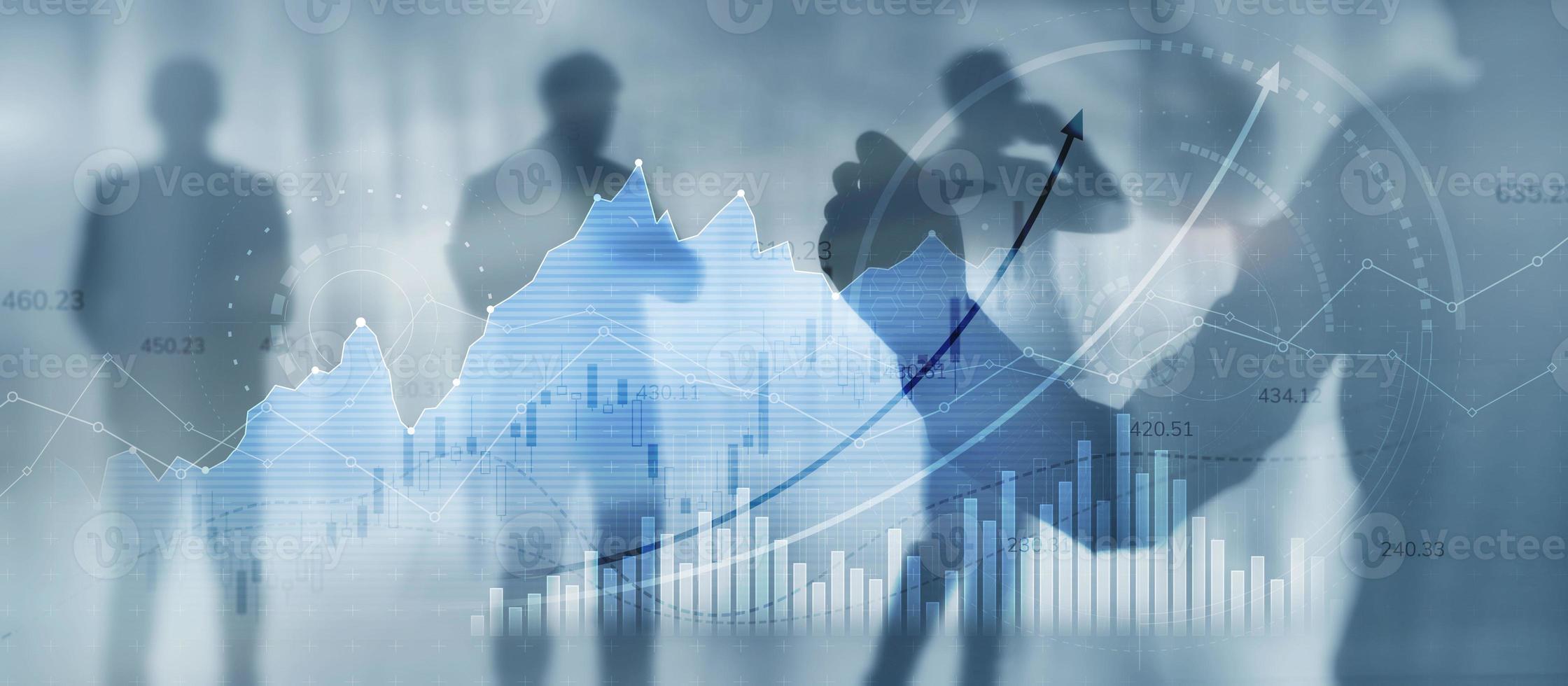 schermo virtuale con i cambiamenti del mercato azionario. grafico grafico della finanza aziendale foto