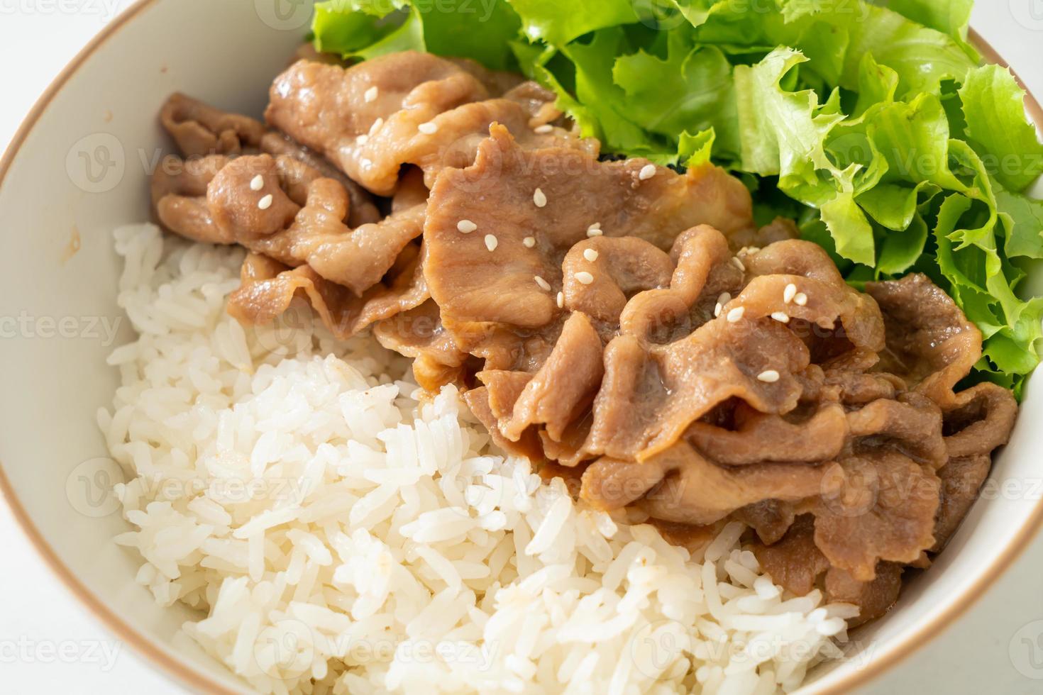 ciotola di riso donburi di maiale giapponese foto