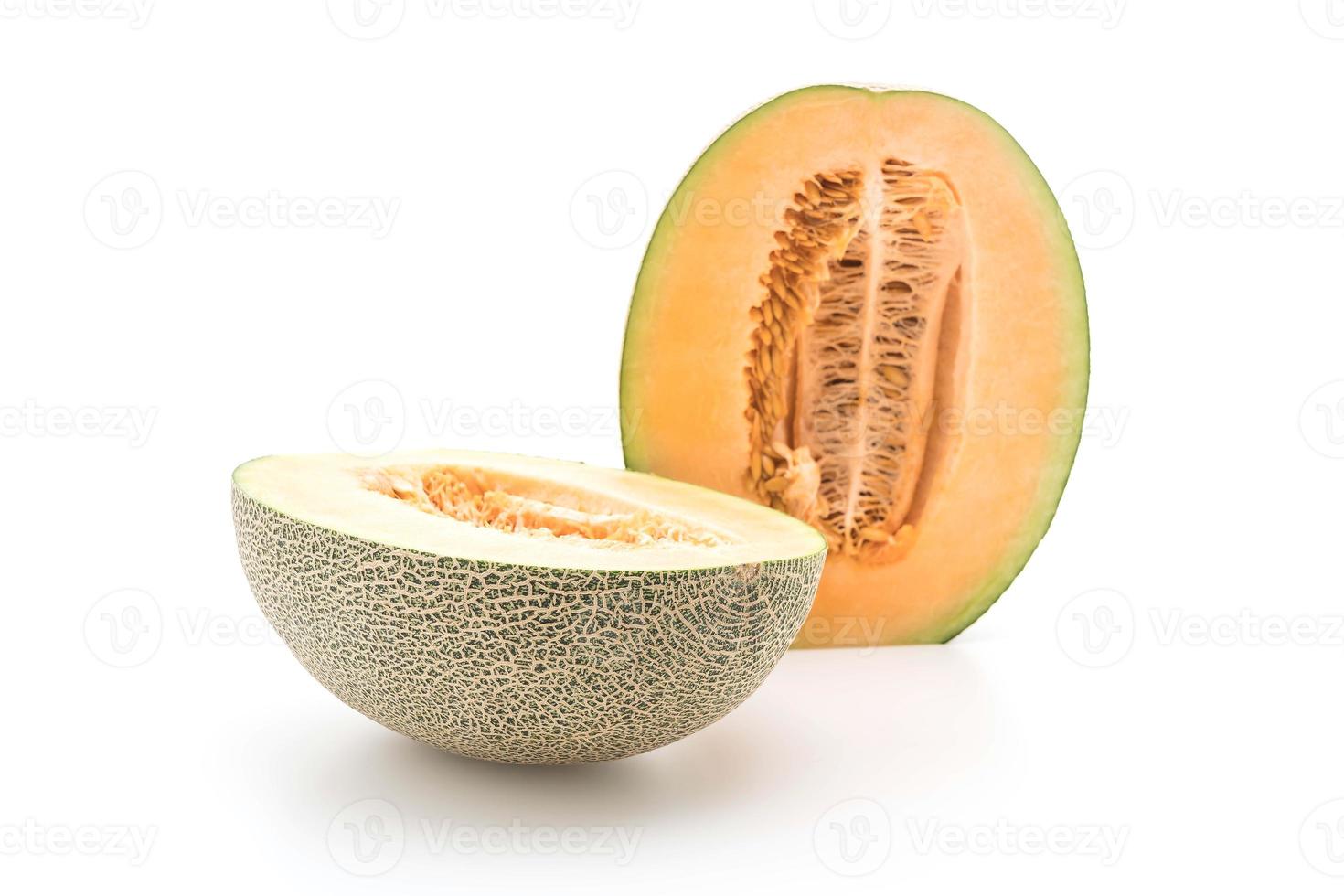 melone cantalupo su sfondo bianco foto