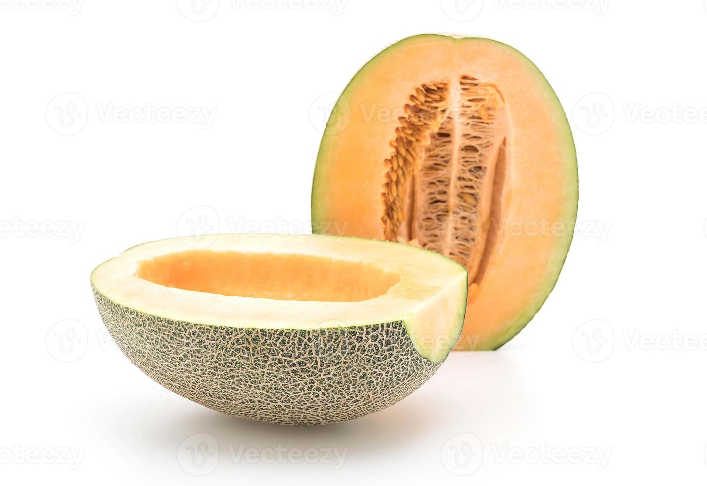 melone cantalupo su sfondo bianco foto