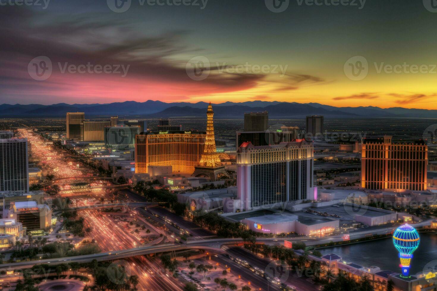 las vegas tramonto città Visualizza. creare ai foto