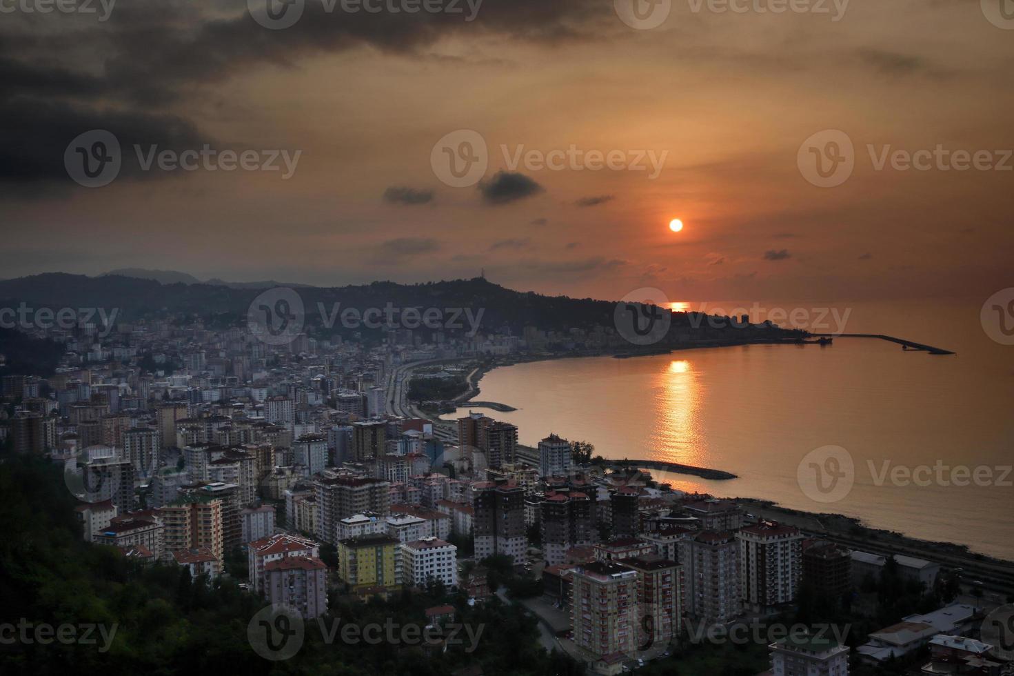 Mar Nero, Rize Central Sunset, Turchia, View foto