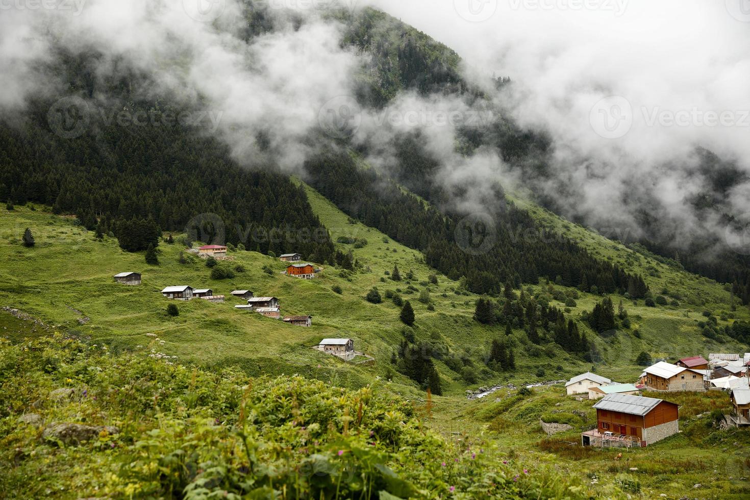 case dell'altopiano dell'altopiano di rize elevit del mar nero, tacchino, vista dell'altopiano foto