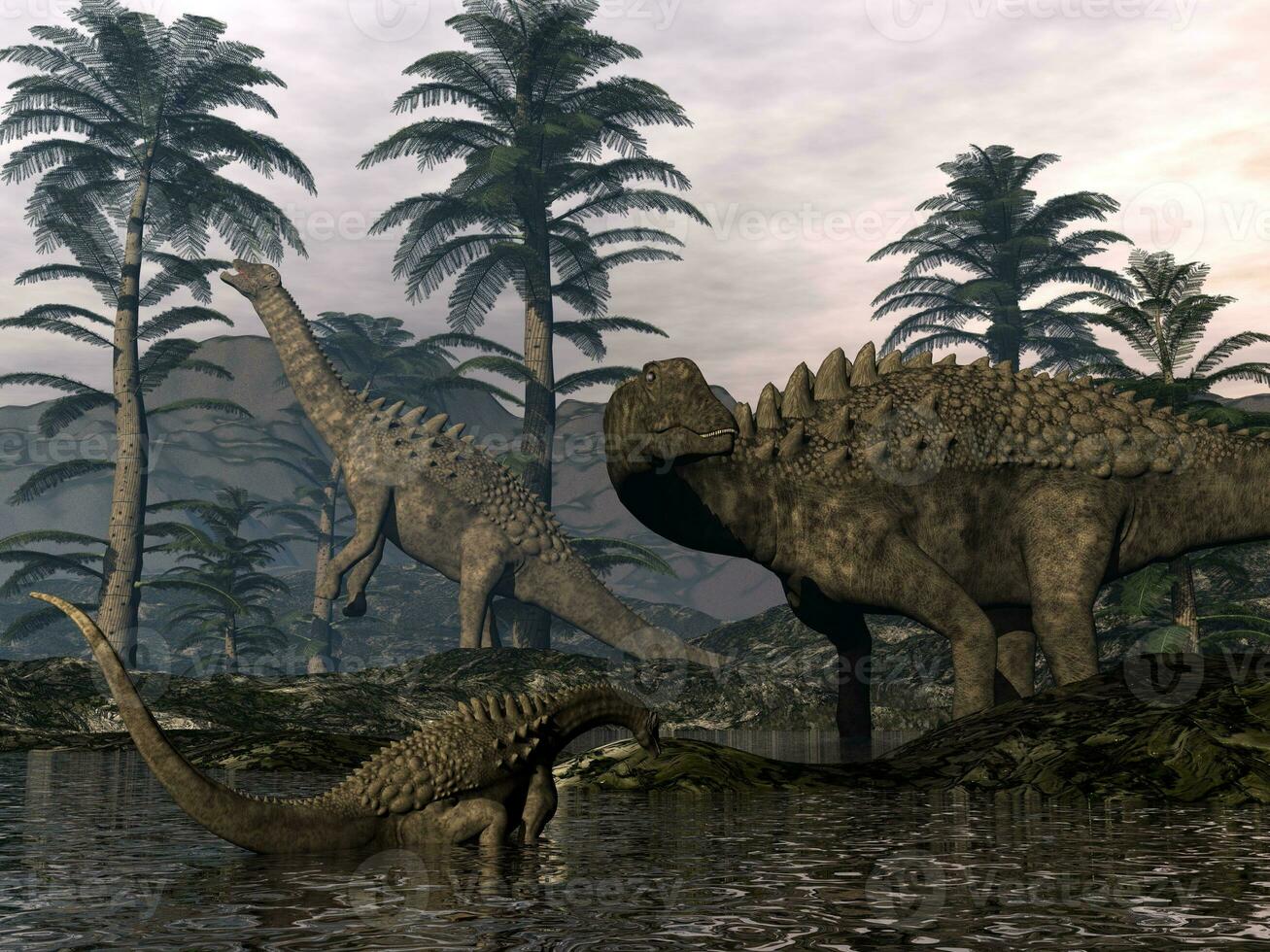 ampelosauro dinosauri famiglia - 3d rendere foto