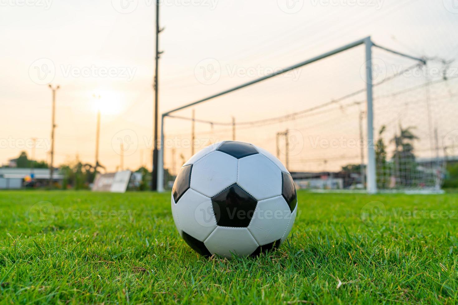 pallone da calcio sul campo da calcio foto