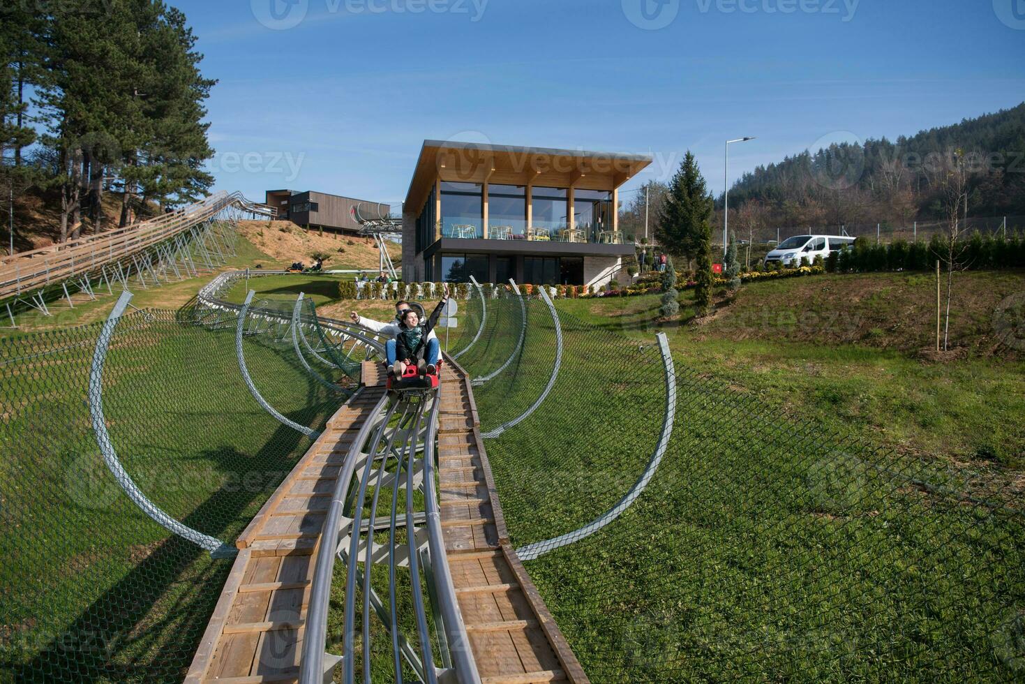 coppia gode guida su alpino sottobicchiere foto