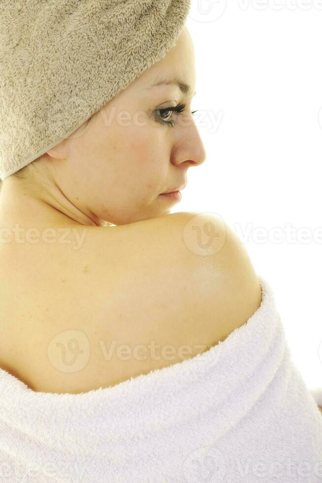 donna con asciugamano foto