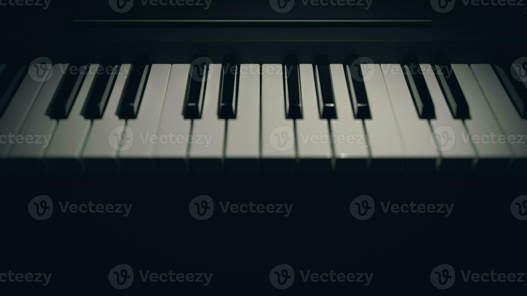 elegante pianoforte chiavi su nero sfondo musicale armonia e eleganza, 3d rendere foto